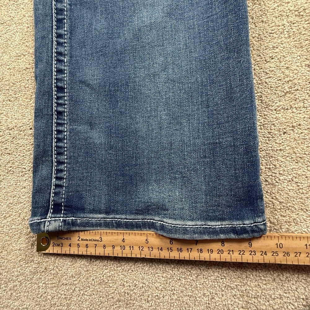 Telepatia Juniors 1/25 Mid Rise Wide Leg Jeans Rhinestone Embroider Pockets - Picture 9 of 10
